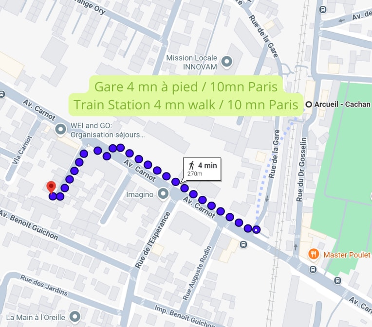 Plans & infos — Carte quartier gare avec itinéraire piéton